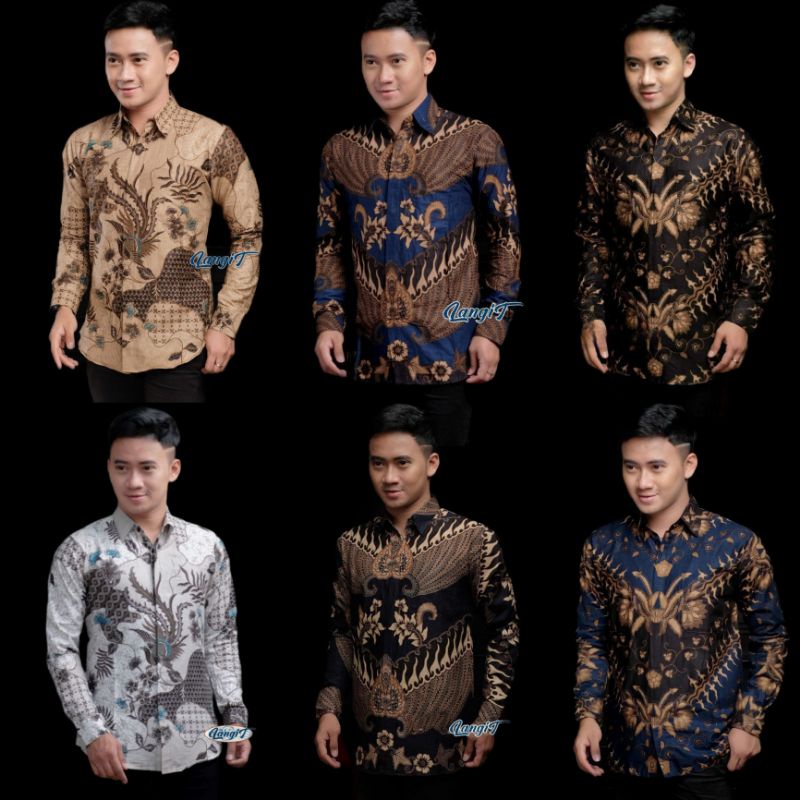 Kemeja Batik Pria Modern Lengan Panjang Casual Modis Slim Fit Trendy Masa Kini OL 162