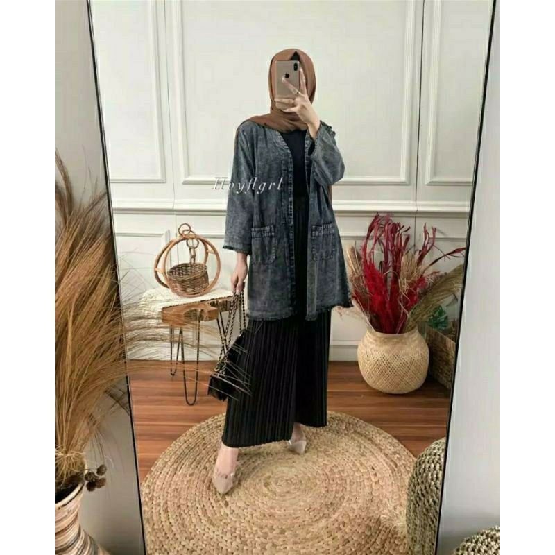 DISKON KARDIGAN JEANS / OUTER WANITA / BEST SELLER KARDIGAN JUMBO JEANS