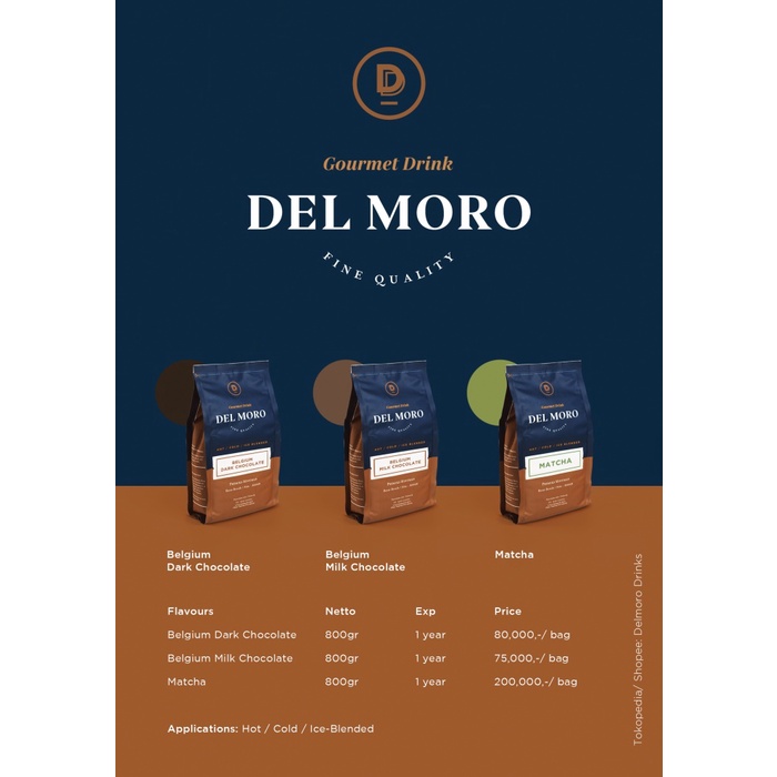 

d201nhd Delmoro Belgium Dark Chocolate 800Gr-Bubuk Serbuk Minuman Rasa Coklat Ds201Fs