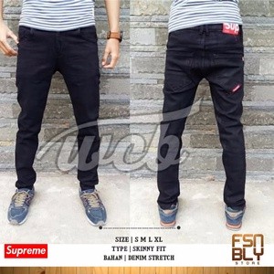 CELANA JEANS PRIA SUPREME HITAM PEKAT SLIM FIT KEREN / BLACK PYP