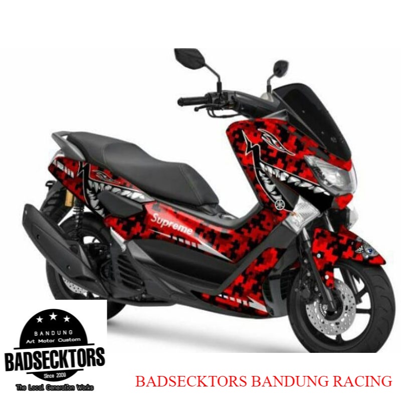 STICKER DECAL YAMAHA NMAX MOTIF SUPREME BAPE MERAH keren