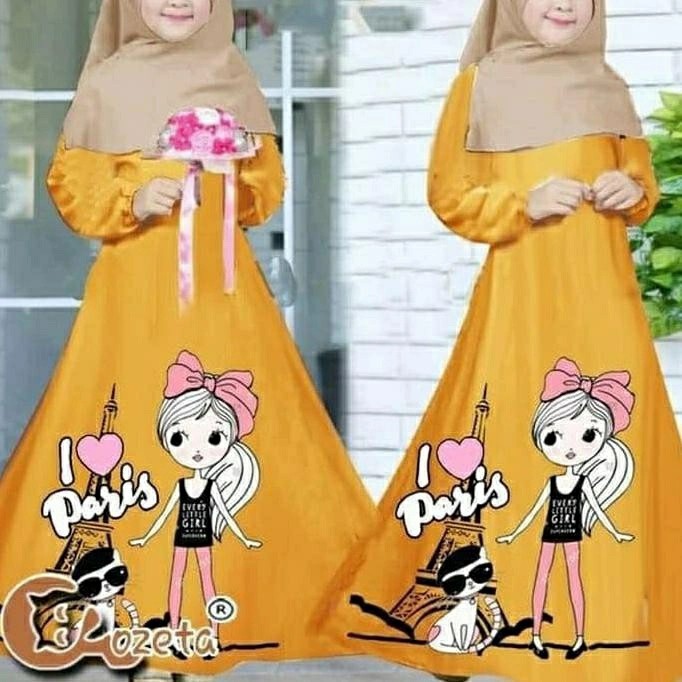 GAMIS SYARI ANAK PEREMPUAN TERBARU 2021/Gamis Anak Syari Paris Kid -GAMIS LEBARAN BAHAN BABYTERRY US