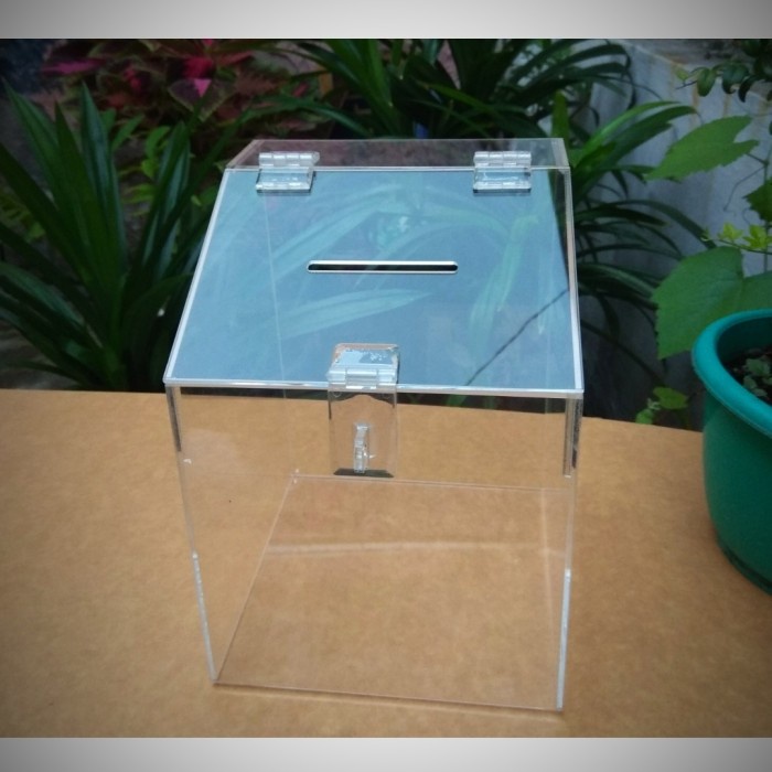 

Promo Akrilik kotak amal / acrylic kotak saran uk. P.15xL.15xT.20 cm