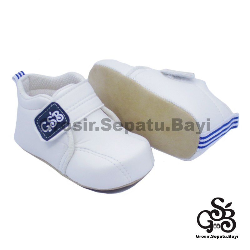 sepatu bayi baby shoes prewalker laki laki perempuan umur 2 - 14 bulan model Elite Livina PUTIH