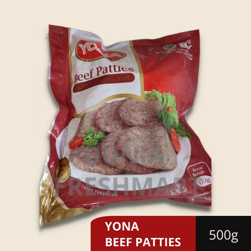 

Yona Beef Patties 500gram (Isi 10pcs) PATTIES DAGING SAPI PATTY BEEF PATTIES YONA DAGING BURGER SAPI BEEF BURGER 500GRAM/1KG