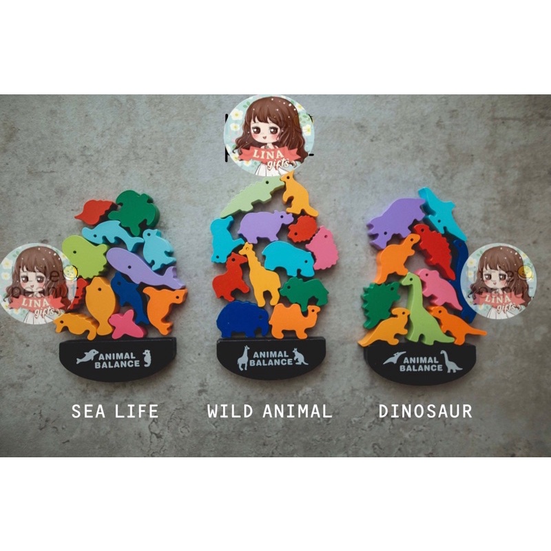 WOODEN TOYS ANIMAL BALANCING GAME/ MAINAN EDUKASI ANAK/ STACKING INTERLOCK BLOCK TODDLER EDUCATIONAL