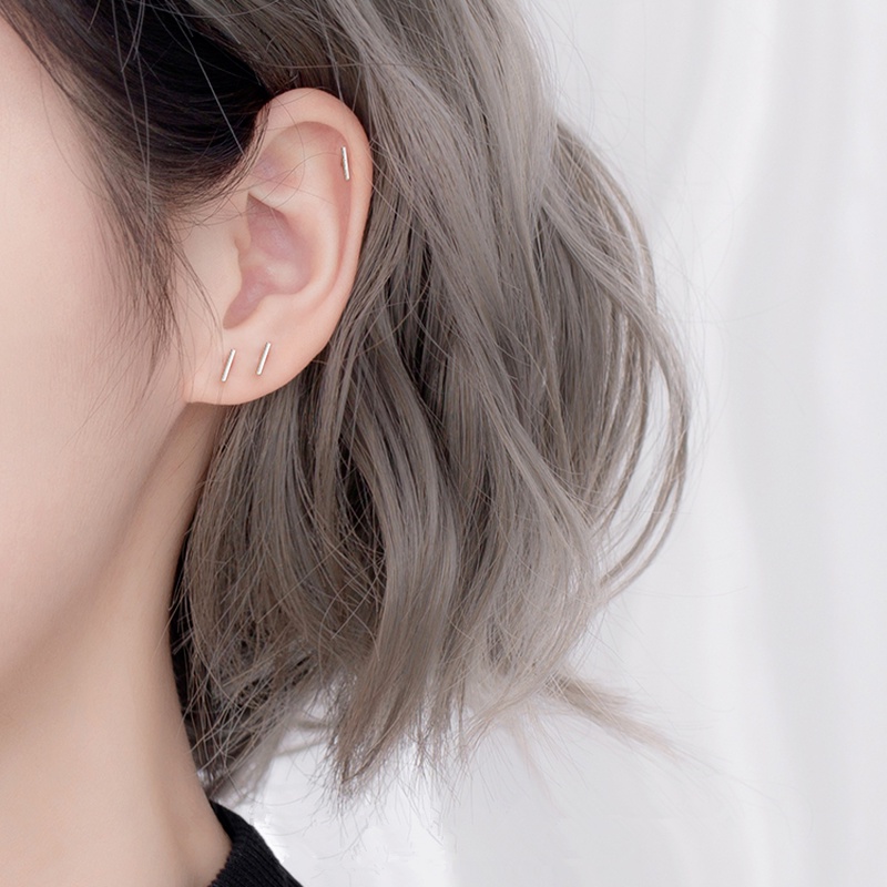 Roselife 1 pair S925 Casual Unisex Simple Butterfly Moon Star Strip Bar Stud Earrings Fashion Ear Jewelry