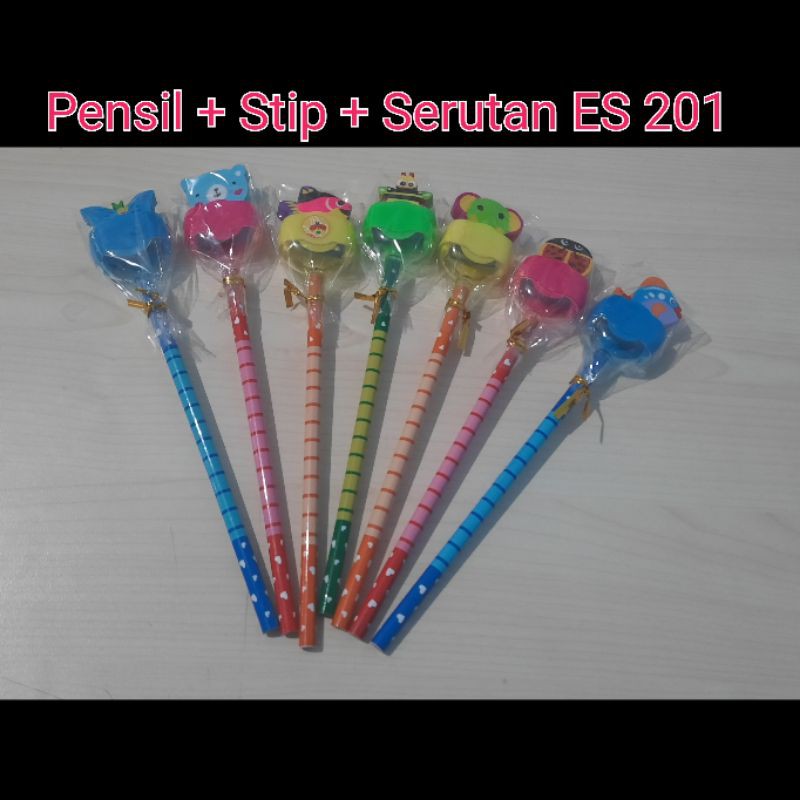 

Pensil + Penghapus + Serutan/ Rautan / Pensil Set 3 IN 1