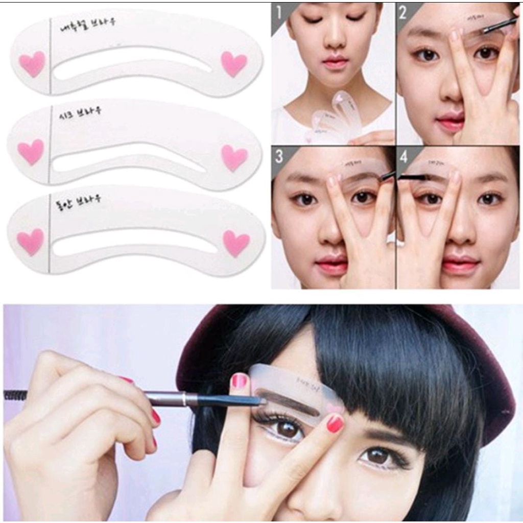 *galerybeautysemarang* Cetakan Alis 3 IN 1 Mini Eyebrow Template Kit 3in1 Pencetak Alis 3 Bentuk Alis