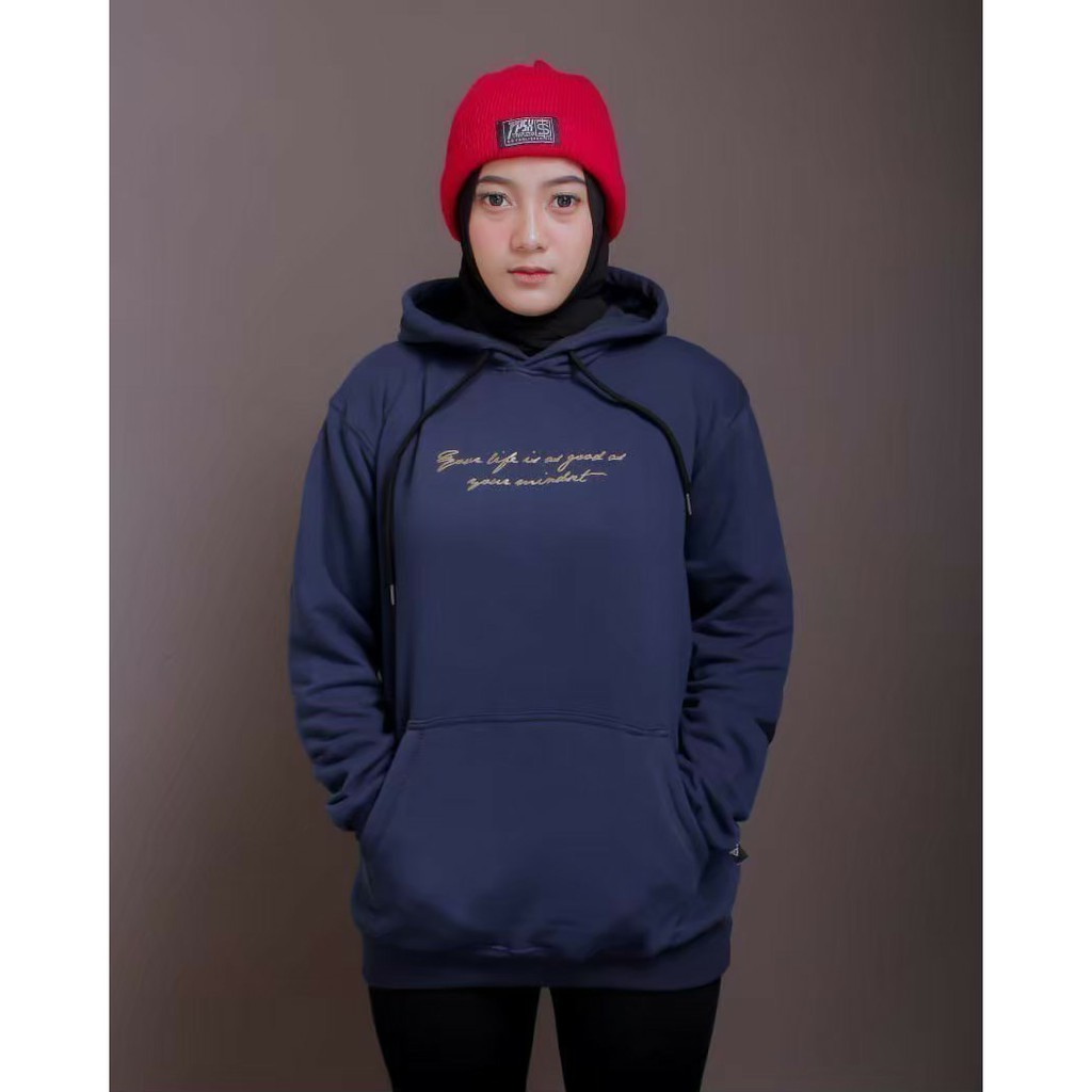 Sweater Hoodie Pria Wanita Triplesix - Sablon Warna Navy M - XXL