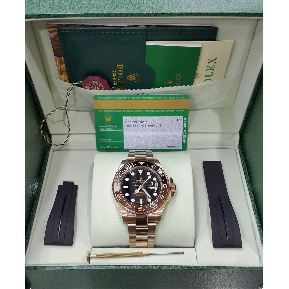 Jam Tangan Rolex GMT Master II Rootbeer Series Automatic With Box Original dan Strap Rubber 