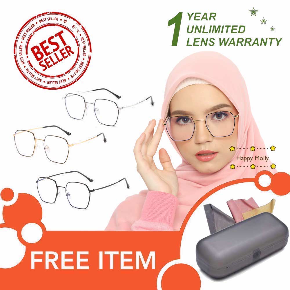 Kacamata Anti Radiasi Blue Ray Lens (Design Korea) Pria dan Wanita Hijab - HM8039 ( Group ) FREE Kotak Kacamata