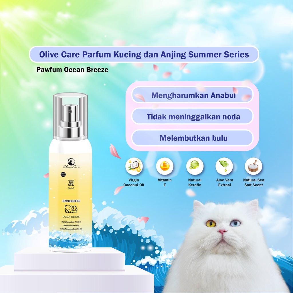 Olive Care Parfum Kucing &amp; Anjing SUMMER SERIES Wangi Tahan Lama untuk Mengharumkan dan Melembutkan Bulu tanpa Lepek Sweety Petshop