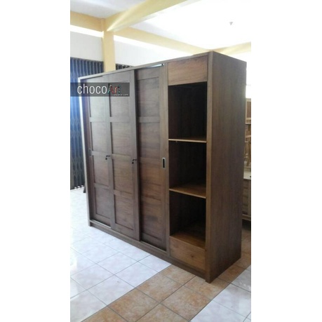 Lemari minimalis lemari pakaian jati sliding pintu 4 Chocoart jepara