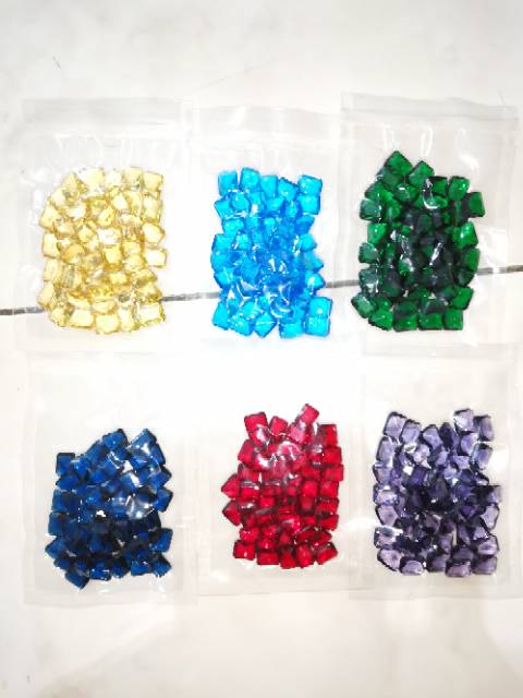 Permata Glass Rectangle Emerald Octagon Mix warna Persegi Panjang