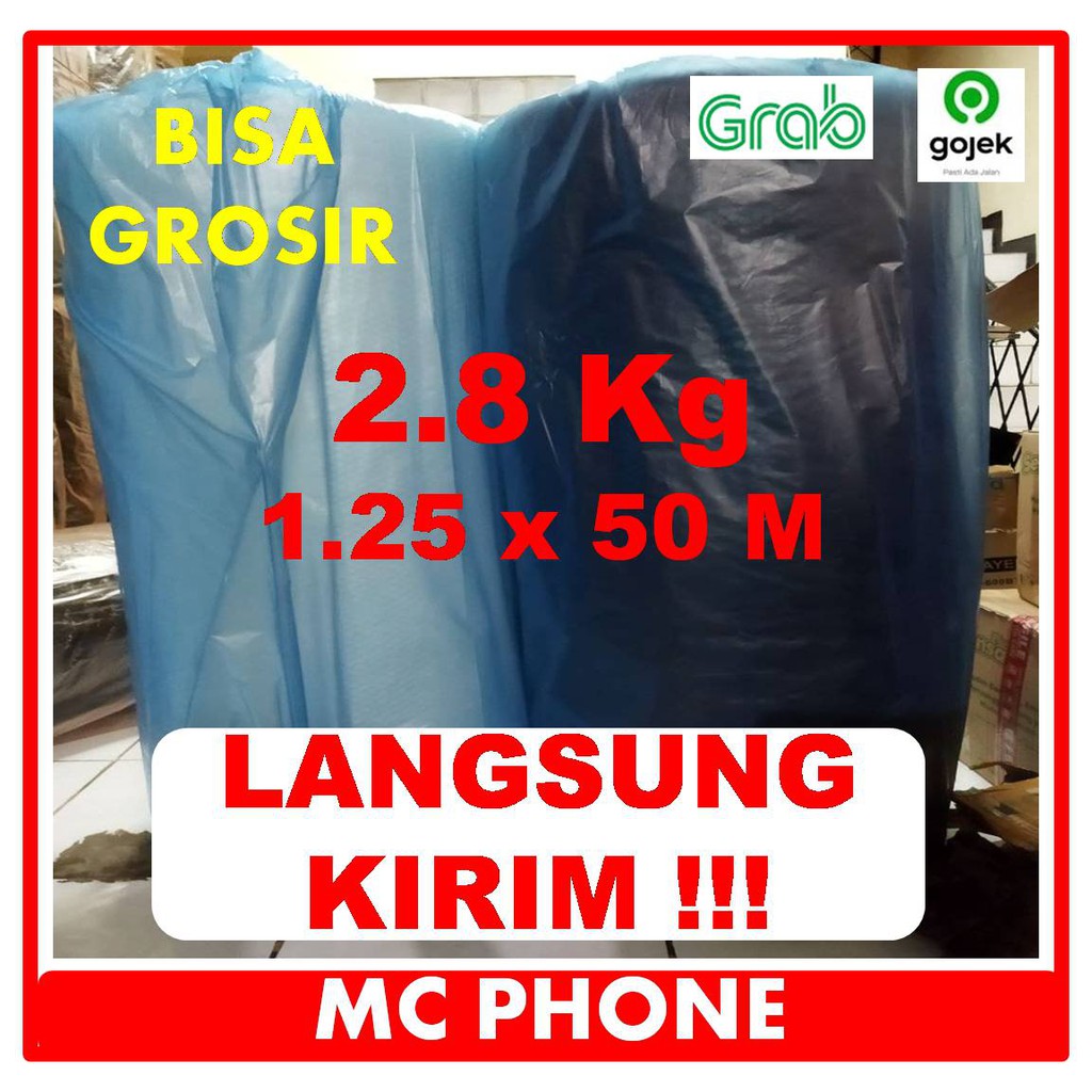 Buble Wrap Roll 125x 50 M Hitam Bening Tebal Berat 2.8 Kg Selalu READY