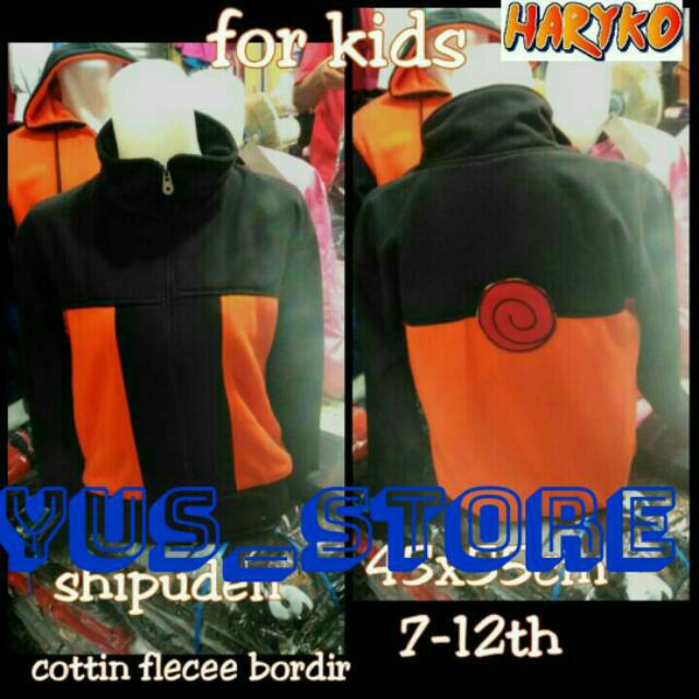 Jaket sweater anime shippunden anak/jaket anime anak