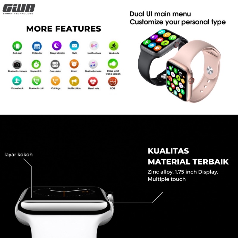 BERGARANSI✅ IWO LTE  NEW  WIRELESS CHARGER(BISA TLP DARI JAM )FOR IOS &amp;ANDROID,ZOOM IN OUT SMARTWATCH SHASHA_GWB SHASHA_STUFF