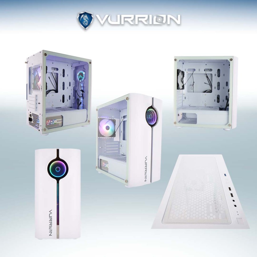 VURRION DRAGON EYES WHITE - FREE 1 FAN RGB Casing Gaming PC Komputer