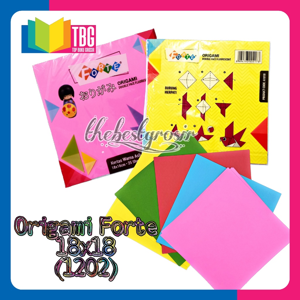 Jual 1 Pack 25 Lembar Origami 18 X 18 Forte Kertas Lipat 2 Sisi