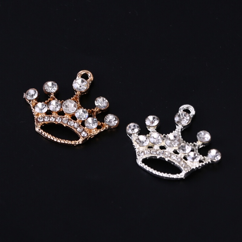 10pcs / set Liontin Mahkota Kristal Bahan Alloy Untuk DIY Perhiasan