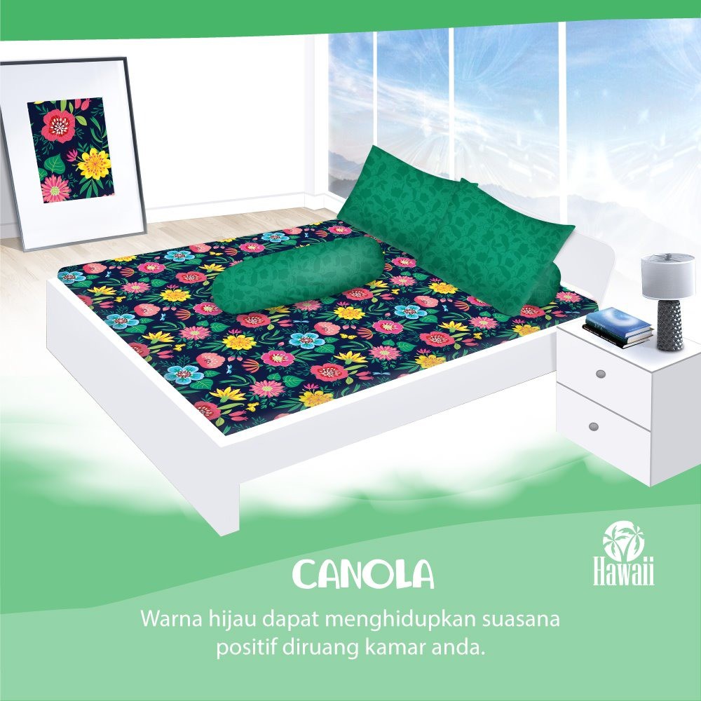 Sprei Fitted Hawaii Canola Ukuran 160x200 Queen & 180x200 King Big Collection California My Love