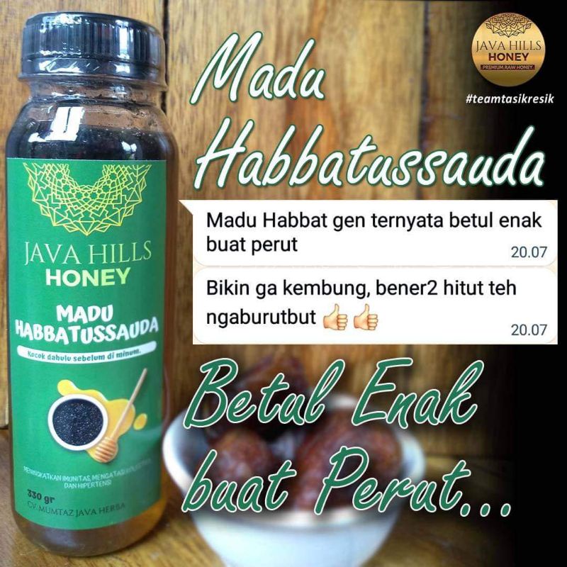 JAVAHILLS HONEY GRATIS SENDOK KAYU / MADU HABBATS / MADU HABBATUSSAUDA JAVAHILLS HONEY / HABBATUSSAUDA / THIBUN NABAWI