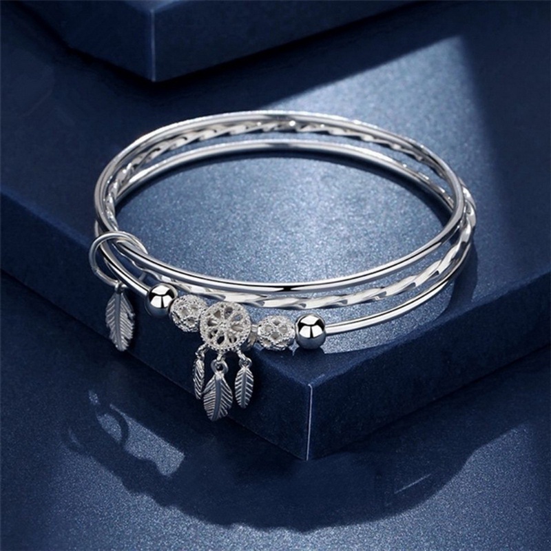 Gelang Bangle Hias Bulu Rumbai Dream Catcher Untuk Wanita