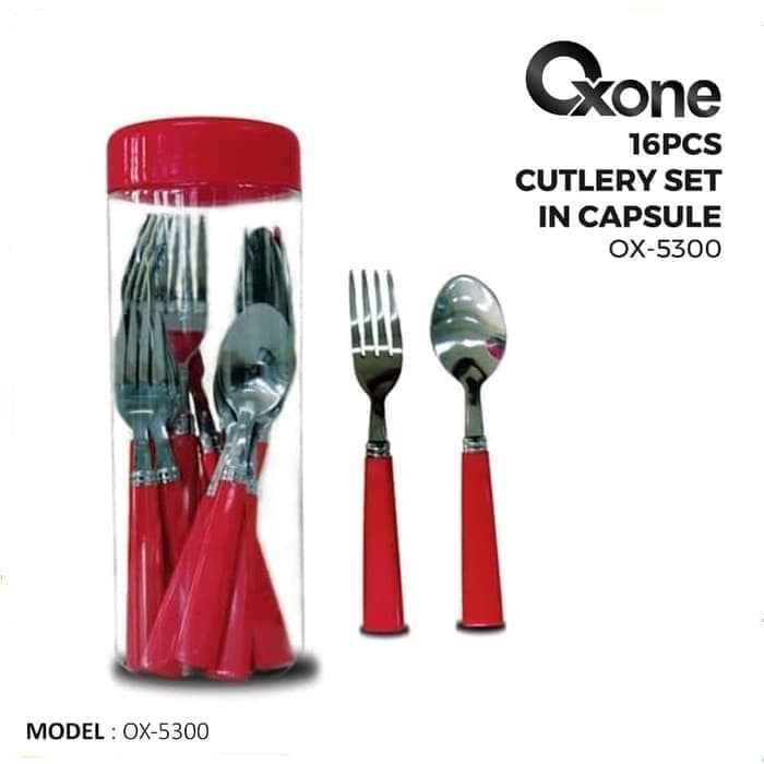 CUTLERY SET STAINLESS OXONE OX5300 SENDOK GARPU MAKAN ANTI KARAT 16PCS