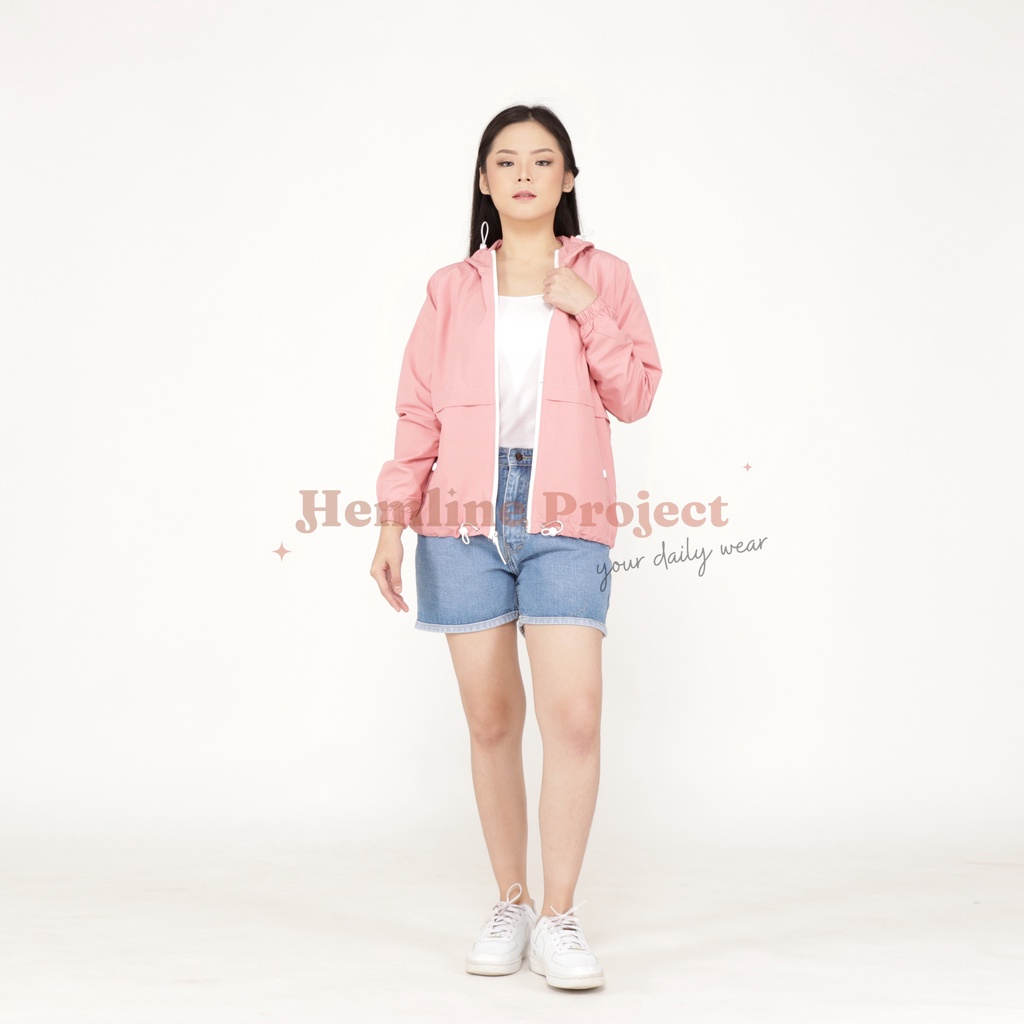 Elmyra Pastel Pink - Jaket Parasut Hoodie Wanita