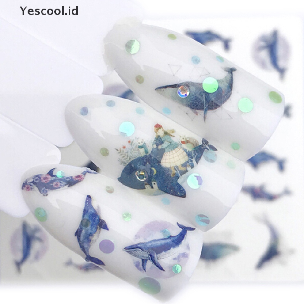 2 Pcs Stiker Kuku Desain Serigala slider Dengan Perekat Untuk Dekorasi manicure