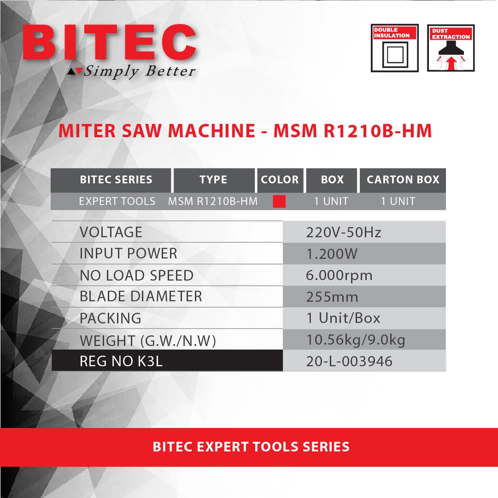 BITEC - MESIN POTONG ALUMINIUM MITER SAW MACHINE EXPERT 1200W 10 INCH - MSMR 1210 BHM - GARANSI RESMI 1 TAHUN