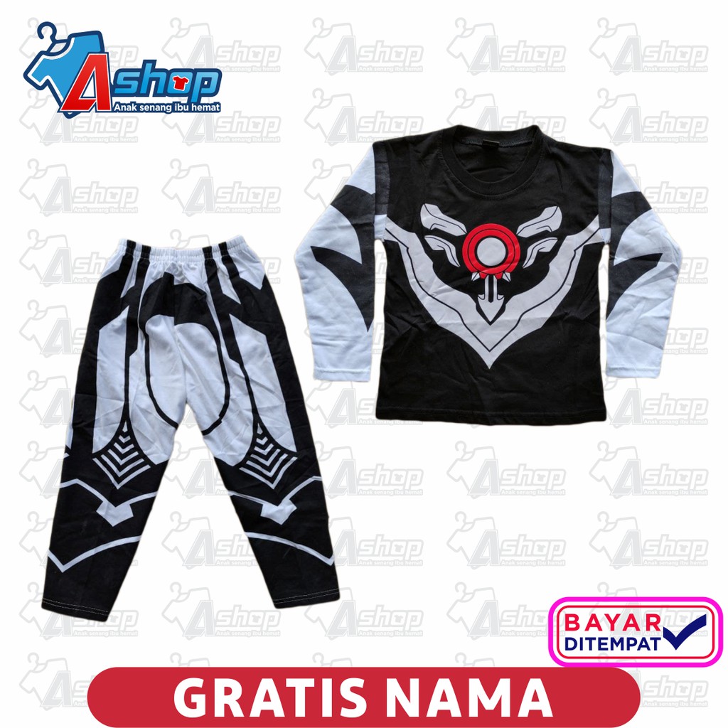 Baju Anak Setelan Ultraman Hitam Orb Gratis Sablon Nama