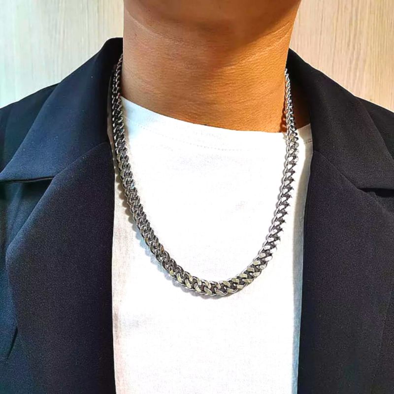 Kalung titanium rantai size besar untuk pria anti karat