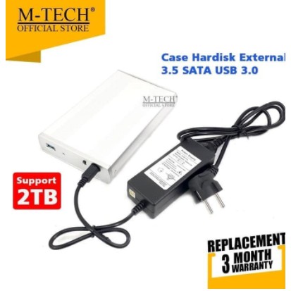 Casing Harddisk hdd external m-tech 3.5 inch sata alumunium usb 3.0 enclosure adapter