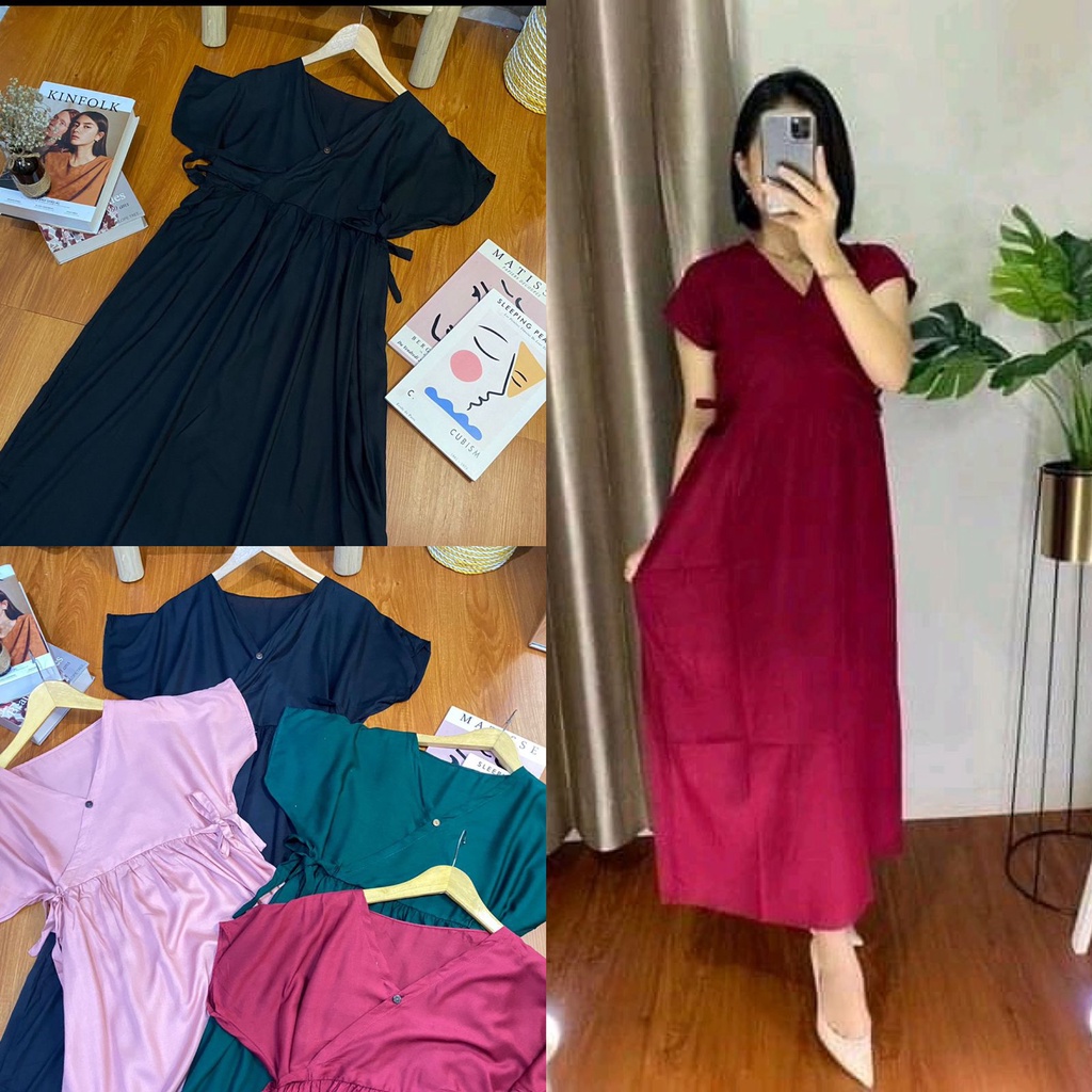 Longdress kimono polos, daster busui, daster kimono murah