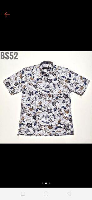 Kemeja Batik Pria Lengan Pendek Bs52 Katun Motif Modern Dixmont Semi Slimfit Premium