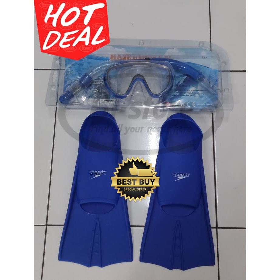 Set Snorkeling Yajie dan Kaki Katak Fin Speedo Mantap