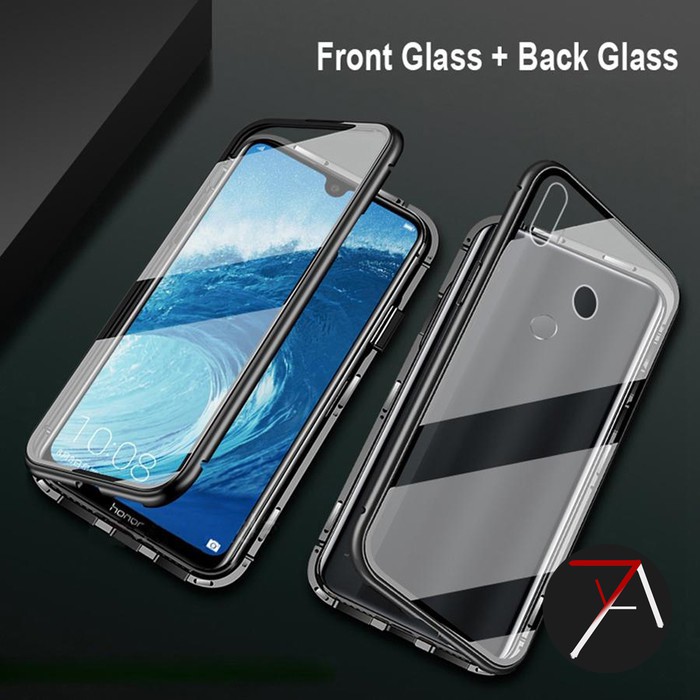 Xiaomi Redmi Note 7 Note7 Double Side Glass Magnetic Case Metal Cover Casing Depan Belakang