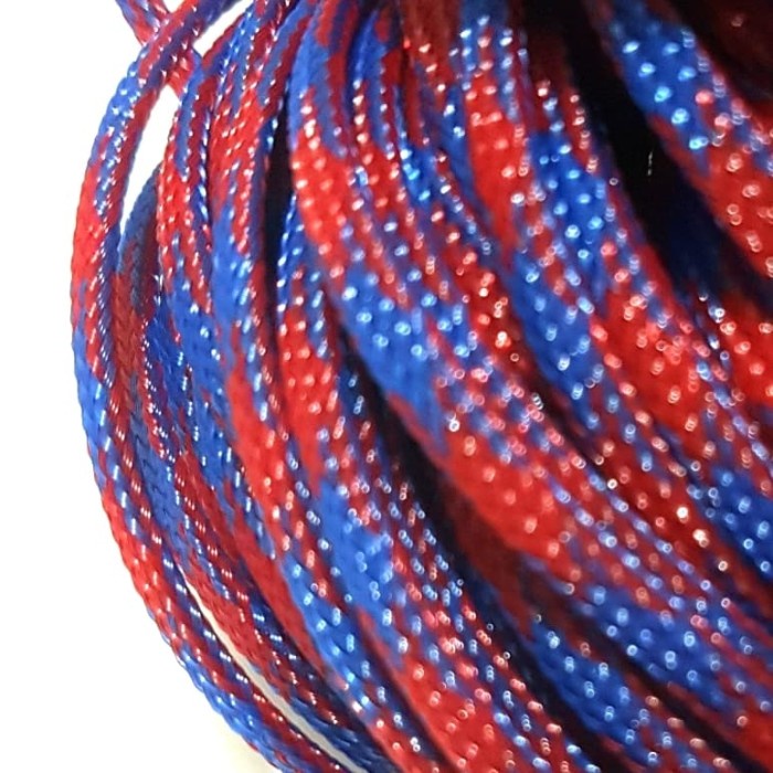 Pembungkus Kabel 8 mm Merah Biru Cable Sleeve braided nylon