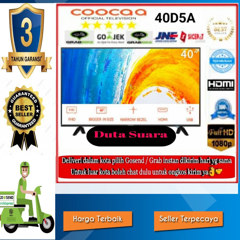 COOCAA TV LED 40 Inch 40D5A  HD TV Garansi Resmi 3 Tahun