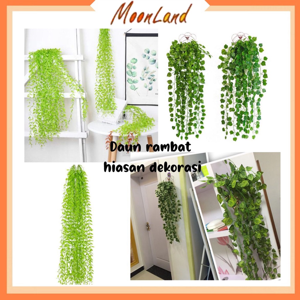MoonLand Daun Rambat /Daun Juntai Plastik Tanpa Pot Bunga Rambat Sintesis Tanaman Hias Gantung Osear Artificial / Daun Lee Kwan Yew KB39