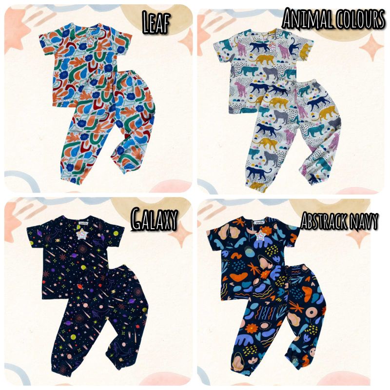 Setelan Rayon Anak Jogger Kiano Starkids Size 1 - 9 Year / Set Rayon Panjang Anak Unisex Cowok Cewek