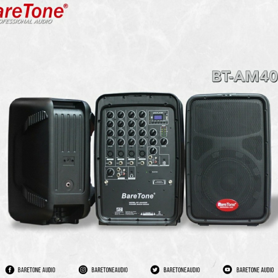 Speaker aktif Baretone Portable Bt Am400P sepasang Am 400p am 400