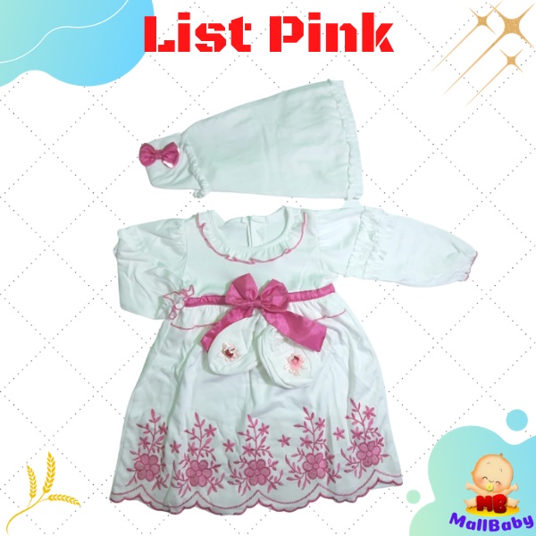 Baju Bayi Perempuan Baru Lahir Newborn Dress Gamis Akikah Aqiqah