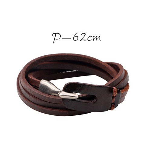 LRC Gelang Fashion Brown Pure Color Decorated Simple Hand-woven Bracelet