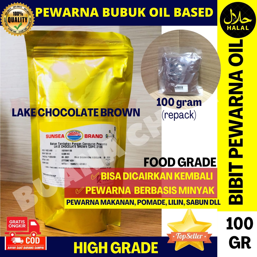 

Pewarna Bubuk Oil Based / Minyak Lake Chocolate Brown coklat 100 gram