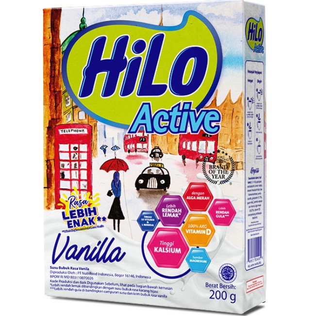 HiLo Active Vanilla 200gr - Susu Tinggi Kalsium Rendah Lemak