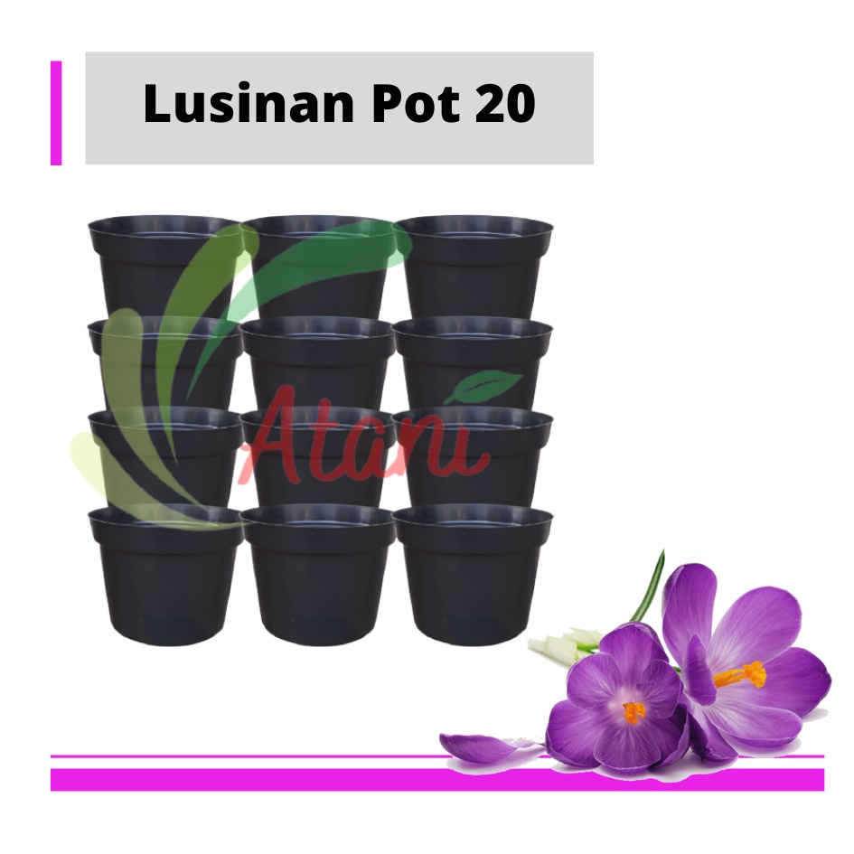 LUSINAN Pot 20 Hitam  LUSINAN Pot Bunga Murah /Pot Tanaman /Pot Plastik uk 20 CM Hitam (isi 12 PCS) 