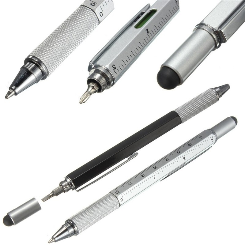 Taffware Pena Multifungsi Stylus + Penggaris + Level + Obeng - Silver